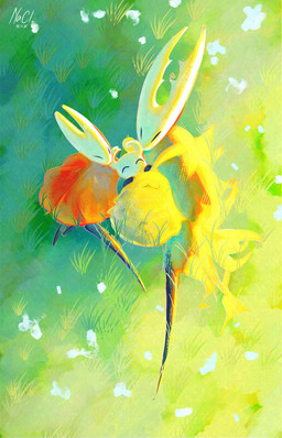 ambiguous_gender biped cloak clothed clothing day eyes_closed flower grass grass_field group happy larger_ambiguous lying on_back on_ground on_side outside plant red_cloak red_clothing size_difference smaller_ambiguous trio white_flower nacl hollow_knight:_silksong hollow_knight_(franchise) team_cherry hollow_knight_(character) hornet_(hollow_knight) the_knight_(hollow_knight) arthropod flea_(hollow_knight:_silksong) vessel_(species) 2025 hi_res signature half_sister_(lore) sibling_(lore) sister_(lore)