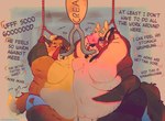 anthro duo male morbidly_obese obese overweight text tube_feeding aki_maned_wolf holidaysoftfox holiday_(holidaysoftfox) color_contrast english_text