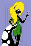 abstract_background blonde_hair clothing dress female fur hair markings solo spots spotted_body spotted_fur tabbiewolf thoe_(tabbiewolf) mammal mephitid skunk