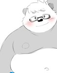 anthro belly big_belly blush eyewear glasses kemono male moobs navel nipples overweight overweight_male solo sessa vtuber sasayama_akira bear giant_panda mammal 2023