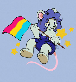 3_toes 4_fingers abdl androgynous animal_feet anthro belly big_ears black_eyebrows black_nose blue_arms blue_background blue_belly blue_body blue_chest blue_diaper blue_ears blue_eyes blue_face blue_feet blue_fur blue_hair blue_hands blue_legs blue_neck blue_paws blue_snout blue_torso clean_diaper closed_smile clothed clothing curly_hair diaper diaper_fetish diaper_only eyebrow_through_hair eyebrows feet fingers flag flag_(object) flagpole floating fur furless_tail glistening glistening_hair hair hairless_tail handpaw happy hindpaw holding_flag holding_object lgbt_pride logo long_tail looking_at_stars messy_hair mouse_ears mouse_tail mouth_closed multicolored_ears pansexual pansexual_pride_colors paws pink_inner_ear pink_tail pride_color_flag pride_colors raised_eyebrows rodent_ears rodent_tail shoulder_length_hair simple_background smile solo star tail text toes topless translucent translucent_hair wavy_hair wearing_diaper yellow_star berrysweetcow lgbt_pride_month hal_cotta mammal mouse murid murine rodent absurd_res artist_logo artist_name colored digital_drawing_(artwork) digital_media_(artwork) hi_res nonbinary_(lore)