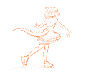 5_fingers anthro biped bone_frill clothed clothed_anthro clothed_female clothing dress eyes_closed female fingers footwear frill_(anatomy) furgonomics happy humanoid_hands ice_skates ice_skating long_tail medium_hair open_mouth open_smile plantigrade side_view simple_background smile solo spiked_tail spikes spikes_(anatomy) tail white_background protonmono goodbye_volcano_high ko_op_(game_developer) naomi_(gvh) dinosaur hadrosaurid ornithischian ornithopod parasaurolophus prehistoric_species reptile scalie 2021 hi_res monochrome orange_and_white shaded sketch