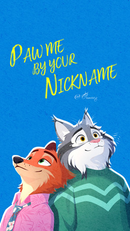 accessory anthro clothing duo green_eyes male male/male necktie smile sweater topwear yellow_eyes oravert69522 call_me_by_your_name_(2017) disney zootopia nick_wilde pawbert_lynxley canada_lynx canid canine felid feline fox lynx mammal red_fox true_fox absurd_res hi_res