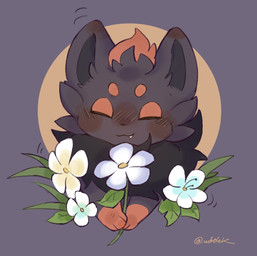 ambiguous_gender feral flower fur plant smile solo whtink nintendo pokemon canid generation_5_pokemon mammal pokemon_(species) zorua hi_res tagme