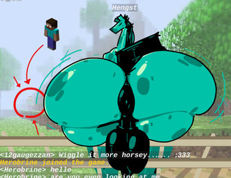 anus balls big_balls big_butt butt equine_anus feral genitals green_body huge_balls huge_butt hyper hyper_butt male puffy_anus solo toony wiggling_butt atychiphibian microsoft minecraft mojang xbox_game_studios hengst herobrine equid equine horse mammal undead zombie zombie_horse_(minecraft) hi_res