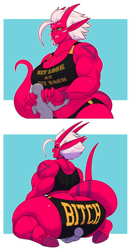 5_fingers abs ambiguous_gender biceps big_breasts big_butt bodily_fluids bra breasts butt claws cleavage clothed clothing dominant dominant_female duo faceless_ambiguous faceless_character fangs female female/ambiguous fingers hair horn huge_butt human_on_humanoid humanoid_pointy_ears interspecies larger_female larger_humanoid looking_back male male/ambiguous muscular muscular_female nipple_outline not_furry pecs pointy_ears simple_background sitting size_difference smaller_ambiguous smaller_human smile sports_bra sweat sweatdrop teeth text thick_thighs underwear white_hair mr.pink anon spike_(mr.pink) horned_humanoid human humanoid imp mammal 2019 hi_res