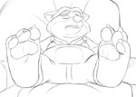 anthro clothing eyes_closed feet foot_fetish male overalls overweight overweight_male sitting sleeping solo dj-rodney disney zootopia gideon_grey canid canine fox mammal red_fox true_fox 2017