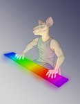 alternate_rainbow_pride_colors anthro clothed clothing keyboard lgbt_pride male music pride_colors rainbow_pride_colors shirt solo tank_top topwear joerat neil_banging_out_the_tunes joe_(joerat) mammal murid murine rat rodent absurd_res colorful_theme hi_res