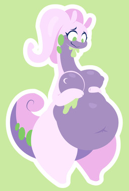 anthro belly breasts female green_background green_eyes overweight simple_background solo smuggoblin nintendo pokemon generation_6_pokemon goodra pokemon_(species) 2025 hi_res