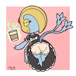 alternative_fashion beverage bloomers bottomwear clothed clothing coffee coffee_cup container cup dress eyes_closed female frilly frilly_bloomers frilly_bottomwear frilly_clothing goth gothic_lolita j-fashion lolita_(fashion) maid_apron maid_uniform multi_tail multicolored_tail simple_background smile solo tail telekinesis underwear uniform mr_harinezumi nintendo pokemon generation_4_pokemon humanoid legendary_pokemon pokemon_(species) uxie 1:1 hi_res