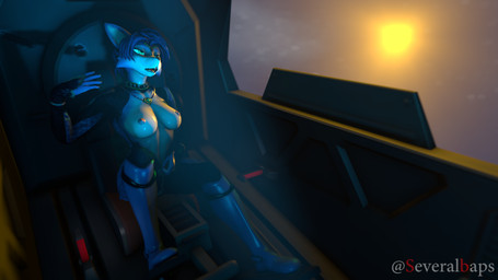 anthro arwing blue_body blue_fur bodily_fluids bodysuit breasts clothing cockpit erect_nipples exposed_breasts exposing fanning female fur glistening green_eyes hair heat_(temperature) light midriff nipples pilot side_boob skinsuit solo space spacecraft spread_legs spreading star sun sunlight sweat tight_clothing unzipped unzipped_bodysuit vehicle zipper severalbaps warfaremachine_(modeler) nintendo star_fox krystal_(star_fox) warfare_krystal canid canine fox mammal 16:9 3d_(artwork) digital_media_(artwork) hi_res source_filmmaker_(artwork) widescreen