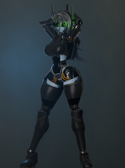 big_breasts blue_body breasts clothing female footwear green_eyes grey_hair hair high_heels machine not_furry pose shoes solo standing thick_thighs aimizer0 astera_(aimizer0) humanoid robot robot_humanoid 3d_(artwork) blender_(artwork) digital_media_(artwork) hi_res pinup