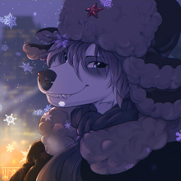 anthro black_nose butt cheek_tuft clothed clothing facial_tuft fangs fluffy fur grey_eyes hair happy looking_at_viewer male outside plant russian shirt smile snow solo soviet_union tail teeth topwear town tuft white_body white_fur white_hair white_tail shyryp ross_(shyryp) canid canine canis mammal wolf 1:1 absurd_res digital_media_(artwork) hi_res portrait