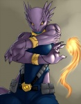 abstract_background anthro female fire fireball holster magic pattern_background simple_background solo faint zaryn shurian
