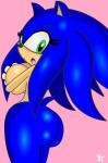 anthro big_breasts big_butt blue_body blue_hair breasts butt covering covering_self crossgender female green_eyes hair huge_breasts huge_butt looking_at_viewer looking_back mtf_crossgender nude side_boob solo ctrl-z enormous_(artist) sega sonic_the_hedgehog_(series) sonic_the_hedgehog eulipotyphlan hedgehog mammal 2013