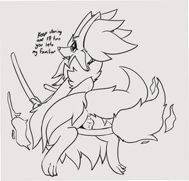 animal_genitalia animal_vulva anthro anus canine_genitalia canine_vulva dialogue female genitals looking_at_viewer looking_back presenting presenting_vulva solo spread_legs spreading straddling vulva nulloffset nintendo pokemon generation_9_pokemon mega_delphox mega_evolution pokemon_(species) 2025 hi_res monochrome sketch