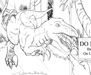 after_transformation ambiguous_gender bodily_fluids claws drooling duo enclosure feral gesture glass hand_gesture male on_display open_mouth plant pointing saliva scales sharp_teeth sign solo teeth text tongue tongue_out tree vivarium window working zoo_(facility) metamorpher_(artist) dinosaur dromaeosaurid human mammal prehistoric_species reptile saurischian scalie theropod utahraptor black_and_white english_text hi_res monochrome