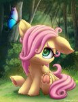 :3 daww detailed_ambient_creature duo female feral grass hair hair_over_eye hooves long_hair on_ear one_eye_obstructed pink_hair plant smile solo_focus teal_eyes tree underhoof wings young symbianl friendship_is_magic hasbro my_little_pony mythology fluttershy_(mlp) ambient_arthropod ambient_butterfly ambient_insect arthropod butterfly equid equine insect lepidopteran mammal mythological_creature mythological_equine pegasus 2021 absurd_res digital_media_(artwork) hi_res