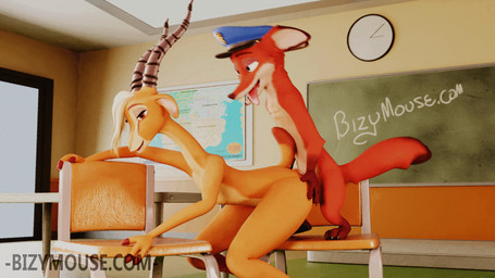 anthro balls bent_over blonde_hair bouncing_balls brown_eyes chair claws clock clothing duo erection female female_penetrated fingers from_behind_position fur furniture genitals green_eyes hair half-closed_eyes hat headgear headwear hooved_fingers hooves horn larger_female larger_penetrated male male/female male_penetrating male_penetrating_female map narrowed_eyes nude open_mouth penetration penile penile_penetration penis penis_in_vagina police sex size_difference smaller_male standing tongue tongue_out vaginal vaginal_penetration bizymouse disney zootopia gazelle_(zootopia) nick_wilde antelope bovid canid canine fox gazelle mammal red_fox true_fox 16:9 3d_(artwork) 3d_animation animated digital_media_(artwork) widescreen