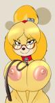 2019 animal_crossing anthro bdsm big_breasts breasts canid canine canis collar collar_only curvy_figure domestic_dog eyewear eyewear_only female glasses glasses_only hi_res huge_breasts isabelle_(animal_crossing) leash looking_at_viewer mammal nintendo nipple_dip nipples nude petplay pressing_breasts_together roleplay seiiartworks shih_tzu smile solo toy_dog voluptuous wearing_glasses wide_hips