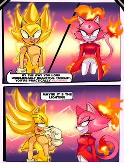 anthro aura duo female fire flaming_hair flaming_tail fur glowing glowing_body implied_pregnancy male male/female muscular muscular_anthro muscular_male princess pseudo_hair romantic romantic_couple royalty tail text wide_hips yellow_body yellow_fur shadsonline sega sonic_the_hedgehog_(series) blaze_the_cat burning_blaze sonic_the_hedgehog super_sonic animal_humanoid cat_humanoid domestic_cat eulipotyphlan felid felid_humanoid feline feline_humanoid felis hedgehog humanoid mammal mammal_humanoid absurd_res digital_media_(artwork) english_text hi_res