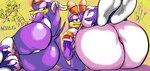 anthro beak big_butt bottomwear bottomwear_down butt butt_focus clothed clothing eyewear eyewear_on_head female kerchief looking_at_viewer lying on_back on_side pants pants_down partially_clothed purple_body solo sunglasses sunglasses_on_head tail text thick_thighs white_bottomwear white_clothing white_pants wide_hips 00blaq sega sonic_riders sonic_the_hedgehog_(series) wave_the_swallow avian bird hirundinid hybrid oscine passerine swallow_(bird) 2025 artist_name hi_res signature