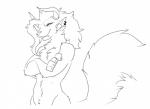 4_ears anthro crossed_arms female flat_chested fluffy fluffy_tail hair multi_ear multi_nipple nipples nude simple_background solo tail white_background halbean guild_wars purna_whitewillow charr felid mammal digital_media_(artwork) half-length_portrait hi_res monochrome portrait