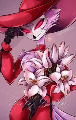 anthro blue_body blue_feathers clothed clothing ear_piercing ear_ring feathers flower looking_at_viewer male piercing plant red_clothing red_eyes ring ring_piercing solo melledraws hellaverse helluva_boss stolas_(helluva_boss) avian bird demon owl absurd_res hi_res