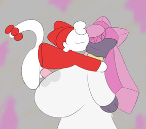 anthro big_breasts bottomless bow_ribbon breast_play breasts cheek_tuft clothed clothed_titfuck clothing diamond_(gem) dress duo eyes_closed facial_tuft female fur fur_tuft gem genitals grey_body hoodie hoodie_only hug huge_breasts hugging_another kiss_on_lips kissing male male/female penis pink_gem pink_penis red_clothing red_hoodie red_topwear sex side_view simple_background size_difference tail titfuck topwear topwear_only tuft white_body white_clothing white_dress white_fur essentiad nintendo pokemon manu_(essentiad) diancie domestic_cat elemental_creature felid feline felis gem_creature generation_6_pokemon humanoid legendary_pokemon mammal mineral_fauna pokemon_(species) animated hi_res