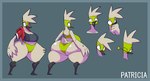 anthro big_breasts blue_border border breasts eyelashes female huge_breasts huge_hips huge_thighs hyper hyper_hips hyper_thighs one_eye_closed smile solo thick_thighs wide_hips wink plaga pato_(plaga) anatid anseriform avian bird duck 2024 digital_media_(artwork) model_sheet