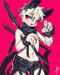 abstract_background anthro belt blush bottomwear cheek_tuft claws clothed clothing crotch_lines facial_tuft femboy front_view fur hair hotpants kerchief looking_at_viewer low-riding male male_anthro melee_weapon minishorts neckerchief open_mouth paw_pose pink_background pink_eyes pose pupils shorts simple_background skimpy slit_pupils solo standing sword sword_on_back tan_body tan_fur tan_hair topless topless_anthro topless_male tuft weapon wristband young young_anthro young_male blaedic reggie_(lazycatto) domestic_cat felid feline felis mammal 2023 absurd_res hi_res portrait three-quarter_portrait