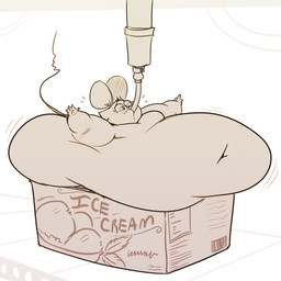 anthro belly big_belly dessert female food hose hose_inflation huge_belly ice_cream inflation overweight simple_background solo weight_gain white_background ridiculouscake louise_thrushwood mammal mouse murid murine rodent wood_mouse 1:1 2020 absurd_res hi_res