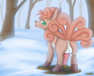 2014 animal_genitalia anus balls blush butt canine canine_penis cum cum_drip cute digitigrade dripping erection feral fox green_eyes knot lighthearted looking_at_viewer looking_back male mammal nintendo outside penis pink_penis pokémon precum presenting presenting_hindquarters raised_tail snow solo tongue tongue_out tree video_games vulpix winter
Rating: Explicit
Score: 17
User: furfaggot
Date: February 20, 2014