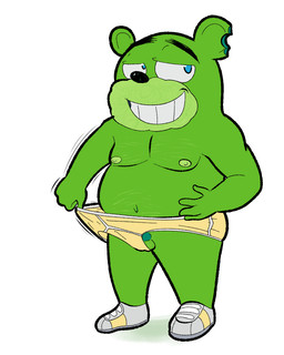 anthro balls belly_hair black_nose blue_eyes body_hair briefs briefs_pull candy chest_hair clothed clothing colored_seam_briefs colored_seam_underwear dessert exposing_penis finger_in_underwear food footwear fur genitals green_body green_fur grey_clothing grey_footwear grey_shoes grey_sneakers gummy_(food) gummy_bear_(food) hand_on_belly male motion_lines open_mouth pantsless pantsless_anthro pantsless_male penis shaking shoes simple_background smile sneakers solo teeth_showing thumb_in_clothing topless topless_anthro topless_male trembling underwear waistband_pull white_background white_seam_briefs white_seam_underwear y-fronts yellow_briefs yellow_clothing yellow_underwear ursanity gummibar bear mammal hi_res