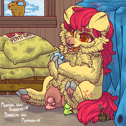 ambiguous_feral ambiguous_gender baby_talk bag blue_body breastfeeding brown_body brown_fur cloud crotch_breasts dark_body dark_skin dialogue eyebrows eyelashes female female_feral feral fluffy fur good_parenting green_body grey_hooves group hair holding_another holding_baby hooves inside love monotone_body monotone_fur neonate orange_eyes pink_body pink_eyebrows pink_eyelashes pink_hair pink_tail quadruped singing sitting sky sleeping star_in_pupils sucking tail text underhoof yellow_body yellow_fur young young_ambiguous young_feral bugbox fluffy_pony fluffy_pony_(species) mammal 1:1 2023 cel_shading digital_drawing_(artwork) digital_media_(artwork) english_description english_text shaded story story_in_description