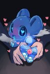 anus assisted_spreading blue_body blue_eyes blue_fur blush blush_lines chibi disembodied_hand fog fur genitals heart_eyes heart_symbol held_up humanoid_hands kemono looking_at_viewer looking_back looking_pleasured noseless open_mouth pawpads pussy pussy_tape size_difference spread_pussy spreading tape seuppi mochikuma_(seuppi) animate_inanimate unknown_species hi_res tagme
