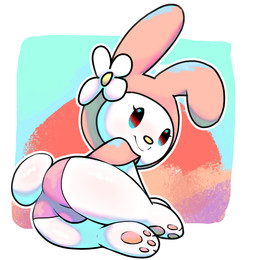 butt clothing female flower hood looking_back panties pawpads paws plant rear_view simple_background smile smiling_at_viewer solo tail underwear viofsa onegai_my_melody sanrio my_melody lagomorph leporid mammal rabbit 2026 colored digital_drawing_(artwork) digital_media_(artwork) hi_res