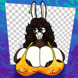 anthro big_breasts breasts clothed clothing eyewear female glasses huge_breasts hyper hyper_breasts multiple_piercings no_bra overflowing_breast piercing solo wearing_glasses cantonmesh asinus donkey equid equine mammal 1:1 hi_res