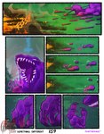 burning claws comic conditional_dnp digital_media_(artwork) english_text fire forest frisky_ferals goo_creature grass hi_res monster onomatopoeia open_mouth outside plant purple_body sefeiren something_different sound_effects text tongue tree white_eyes wounded