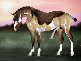 anatomically_correct anatomically_correct_genitalia anatomically_correct_penis animal_genitalia animal_penis balls black_balls black_penis blue_eyes bridle brown_body brown_fur brown_mane depth_of_field detailed_background equine_genitalia equine_penis erection feral fur genitals grass half-erect hooves male mane medial_ring mottled mottled_genitalia mottled_penis multicolored_body multicolored_fur multicolored_penis outside penis pink_penis plant reins sky solo sunset tail tail_wraps tan_body tan_fur two_tone_penis vein veiny_penis white_body white_fur wraps jackira ambient_arthropod ambient_firefly ambient_insect arthropod beetle elateroid equid equine firefly horse insect mammal digital_media_(artwork)