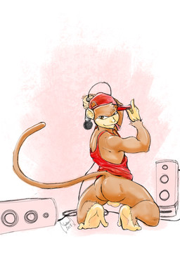 balls barefoot butt clothing electronics feet genitals hat headgear headwear male microphone prehensile_feet shirt solo speaker tank_top toes tongue topwear videgame donkey_kong_(series) nintendo diddy_kong haplorhine mammal monkey primate hi_res