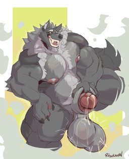 5_fingers abstract_background animal_genitalia animal_penis anthro arm_tuft balls beard biceps big_balls biped black_claws black_nose blue_eyes bodily_fluids body_hair braided_hair braided_pigtails canine_genitalia canine_penis chest_hair claws dripping elbow_tuft eyebrows facial_hair fingering fingers fur genital_fluids genitals glans grey_balls grey_beard grey_body grey_eyebrows grey_facial_hair grey_fur grey_hair grey_tail hair half-erect happy_trail inner_ear_fluff male multicolored_body muscular muscular_anthro muscular_male muscular_thighs nipples nude nude_anthro nude_male penis pink_glans pink_nipples pink_penis precum precum_drip precum_string saggy_balls sharp_teeth sheath sheath_fingering sheath_play simple_background smile solo tail teeth text thick_thighs triceps tuft two_tone_body uneven_balls ritsukaxan canid canine canis mammal wolf 2025 artist_name colored digital_drawing_(artwork) digital_media_(artwork) english_text hi_res signature