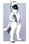 anthro biped blue_eyes casual_nudity fur grey_body grey_fur looking_at_viewer machine male nude_anthro nude_male slim_anthro slim_male solo standing white_body white_fur goop_original protogen 2024 absurd_res digital_media_(artwork) full-length_portrait hi_res portrait