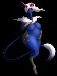alien belly big_belly big_breasts breasts deity ear_piercing earth female hair hi_res horn humanoid monster personification piercing planet pregnant slightly_chubby solo space star thick_thighs undeadkitty13 white_hair