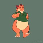 anthro clothing happy male shirt slightly_chubby solo strolling topwear walk_cycle shrimposaurus kobold scalie 1:1 animated short_playtime