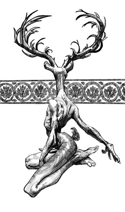 anthro antlers athletic athletic_male butt erection feet genitals horn male markings nude penis simple_background slim solo tail white_background scuotivento deer mammal digital_media_(artwork) hi_res monochrome
