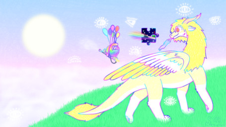 balloon cloud duo feathered_wings feathers female feral floating_eye floating_eyes flying flying_saucer fur gas_tank grass horn inflatable male multicolored_body multicolored_fur multicolored_wool orange_eyes plant rainbow_body rainbow_fur rainbow_trail rainbow_wool sky space star sun white_body white_feathers white_fur wings wool_(fur) yellow_body yellow_feathers yellow_fur somnarion_(artist) mythology penelope_(somnarion) somnarion_(character) alien bovid caprine dragon furred_dragon furred_scalie mammal mythological_creature mythological_scalie scalie sheep 16:9 colored_line_art hi_res widescreen