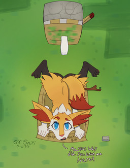 anthro big_ears black_body black_fur blue_eyes butt feet female fucking_machine fur inner_ear_fluff machine master open_mouth pawpads piston red_body red_fur simple_background solo tail text tuft white_body white_fur yellow_body yellow_fur sir_snipi microsoft minecraft minecraft_sheep_fucker mojang nintendo pokemon xbox_game_studios braixen canid canine fox generation_6_pokemon mammal pokemon_(species) digital_media_(artwork) hi_res signature