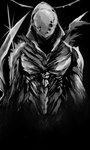 blade clothing front_view male not_furry solo eimuefu_(pixiv) prototype_(series) alex_mercer blacklight_virus_(prototype) blacklight_virus_mutant_(prototype) cell_(organism) micro_organism_(organism) virus_(organism) 3:5 digital_media_(artwork) monochrome