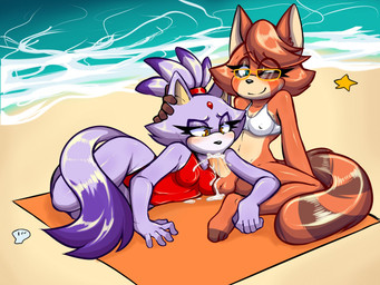 anthro balls beach beach_towel blush breasts clothing duo female female_penetrated genitals gynomorph gynomorph/female gynomorph_penetrating gynomorph_penetrating_female intersex intersex/female intersex_penetrating intersex_penetrating_female nipple_outline one-piece_swimsuit one_eye_closed penetration penis penis_in_mouth sea sex swimwear towel water wink mayghely sega sonic_the_hedgehog_(series) blaze_the_cat fan_character lemur mammal primate ring-tailed_lemur strepsirrhine 2024 4:3 digital_drawing_(artwork) digital_media_(artwork) hi_res